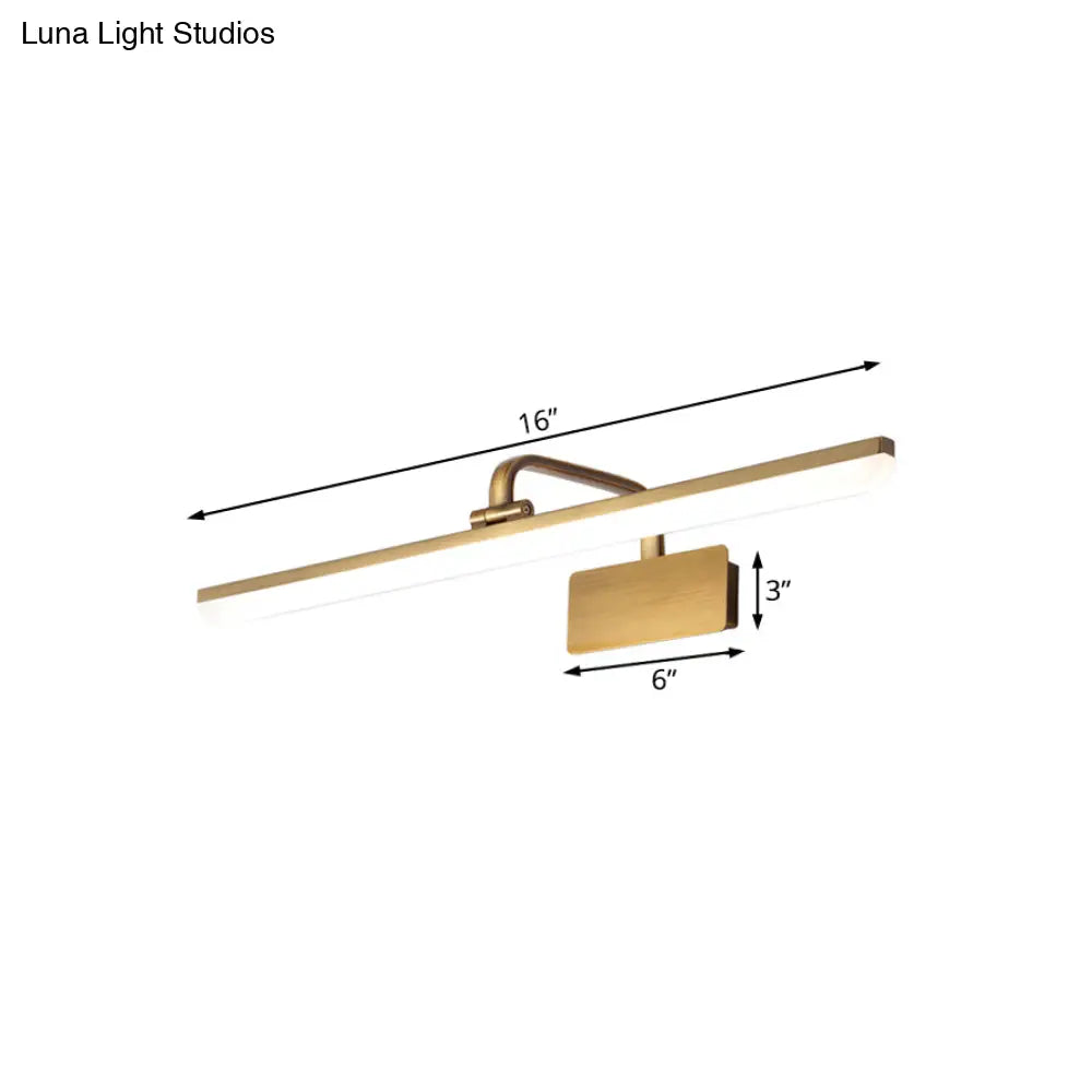 Ultra-Thin Led Indoor Wall Light - Brushed Brass Vanity Sconce In Warm/White Lighting 16/19.5 Width