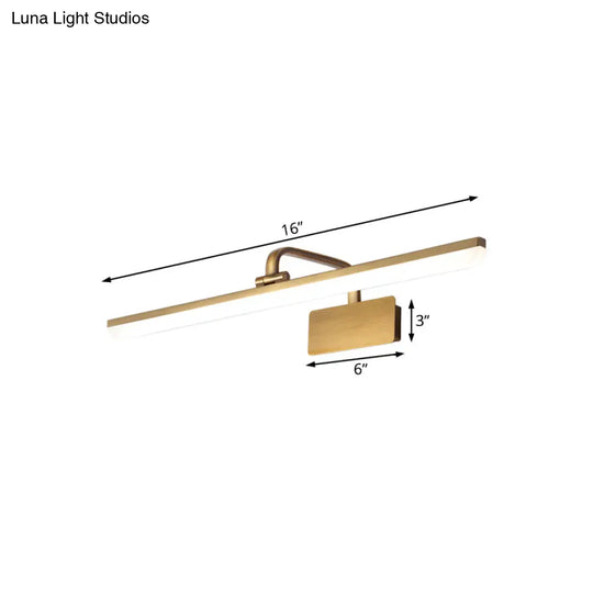 Ultra-Thin Led Indoor Wall Light - Brushed Brass Vanity Sconce In Warm/White Lighting 16/19.5 Width