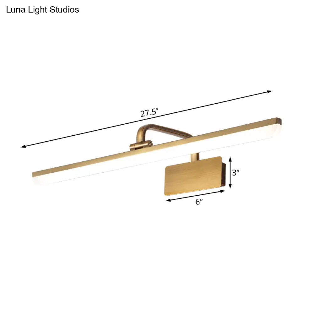 Ultra-Thin Led Indoor Wall Light - Brushed Brass Vanity Sconce In Warm/White Lighting 16/19.5 Width