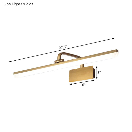 Ultra-Thin Led Indoor Wall Light - Brushed Brass Vanity Sconce In Warm/White Lighting 16/19.5 Width