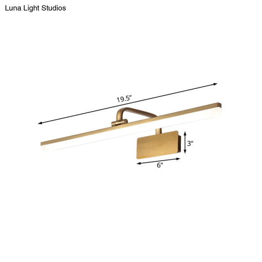 Ultra-Thin Led Indoor Wall Light - Brushed Brass Vanity Sconce In Warm/White Lighting 16/19.5 Width