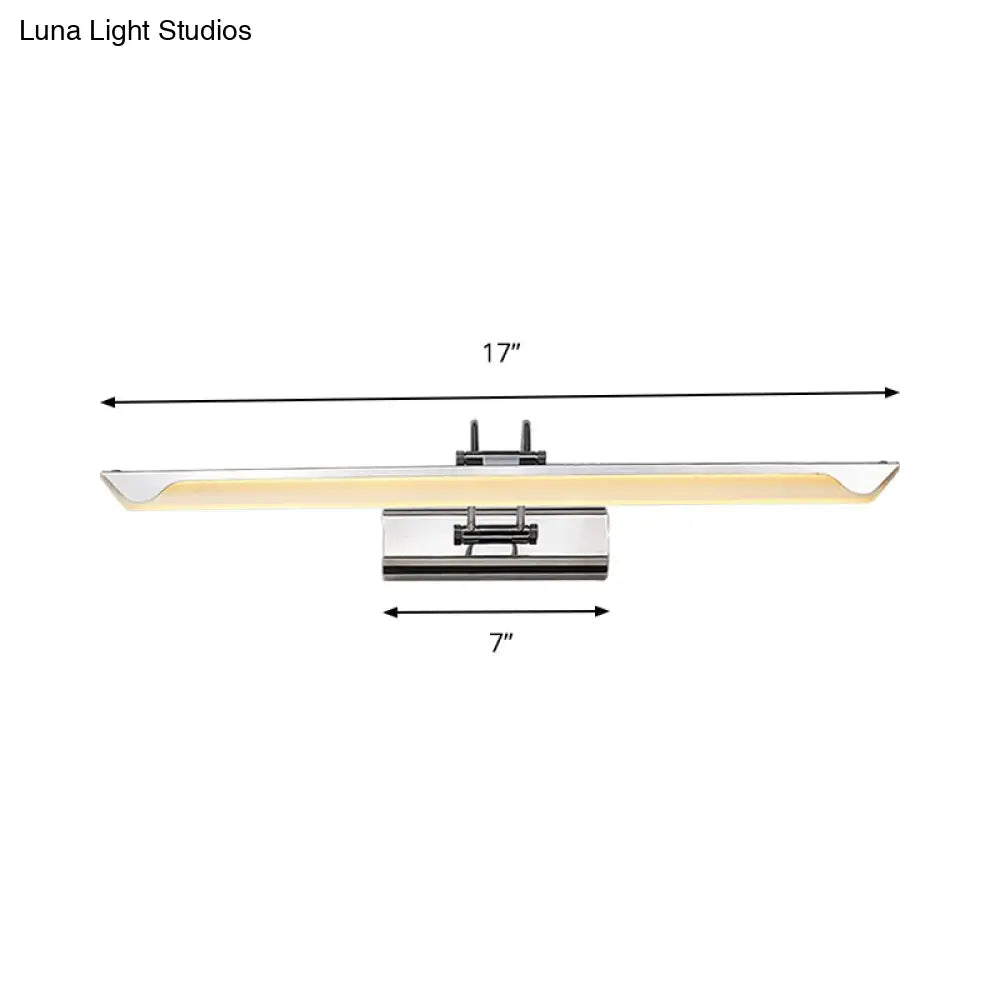 Ultra-Thin Led Nickel Wall Lamp For Bathroom - Simple Style Warm/White Light (17/23 Width)