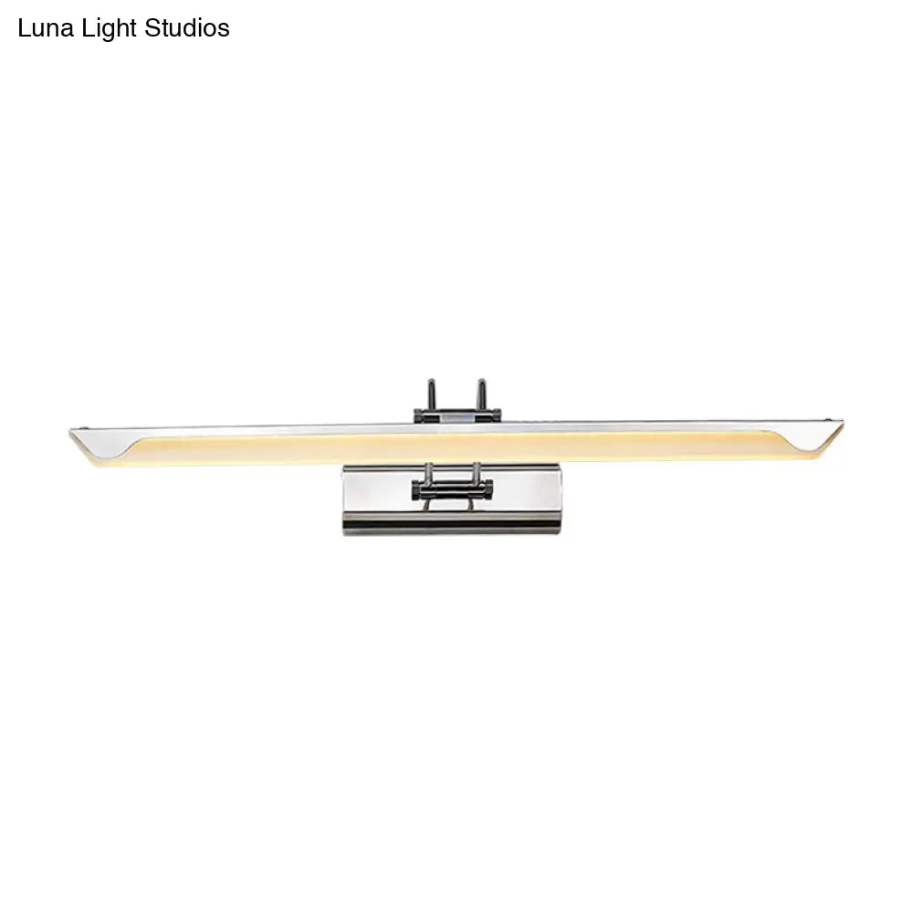 Ultra-Thin Led Nickel Wall Lamp For Bathroom - Simple Style Warm/White Light (17/23 Width)