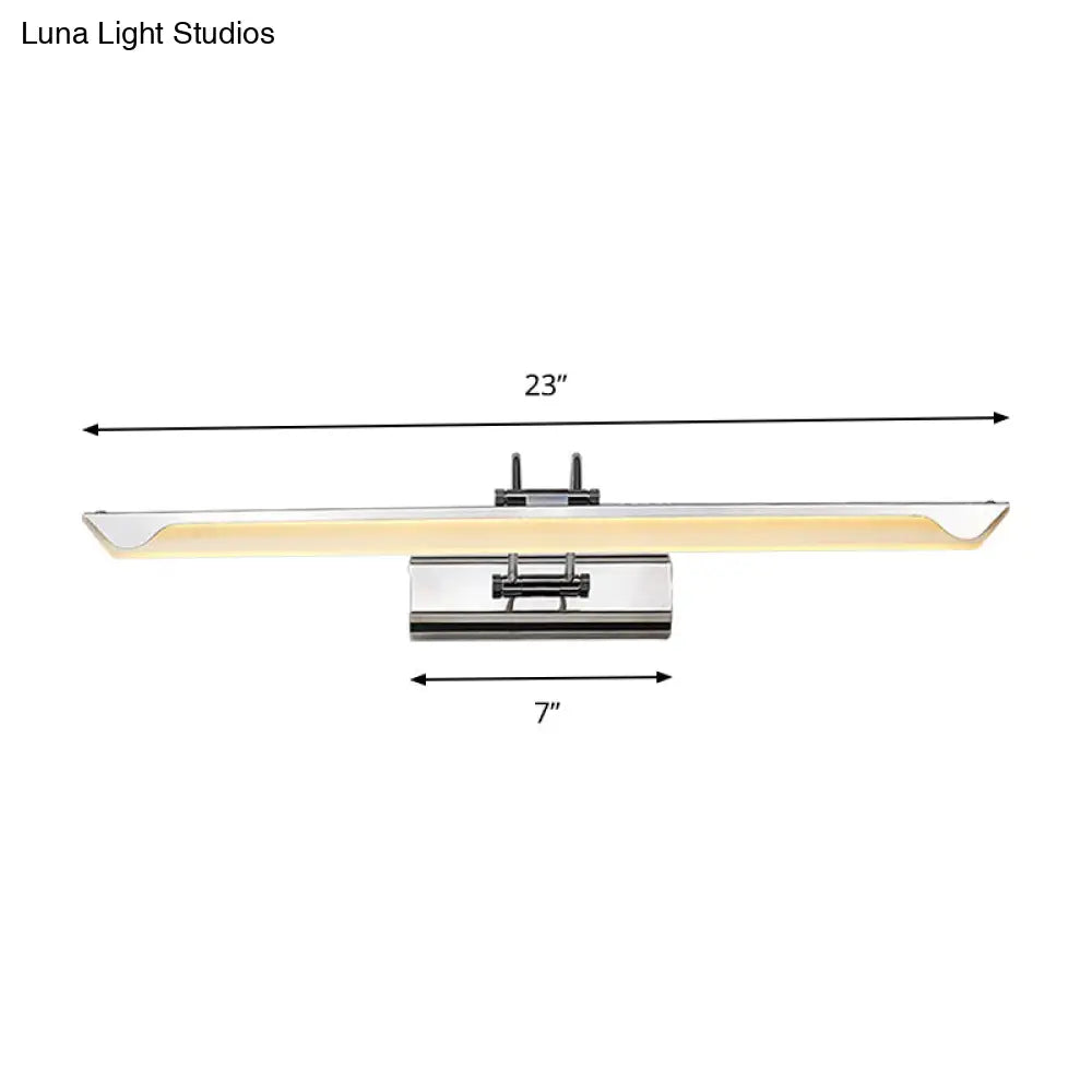 Ultra-Thin Led Nickel Wall Lamp For Bathroom - Simple Style Warm/White Light (17/23 Width)