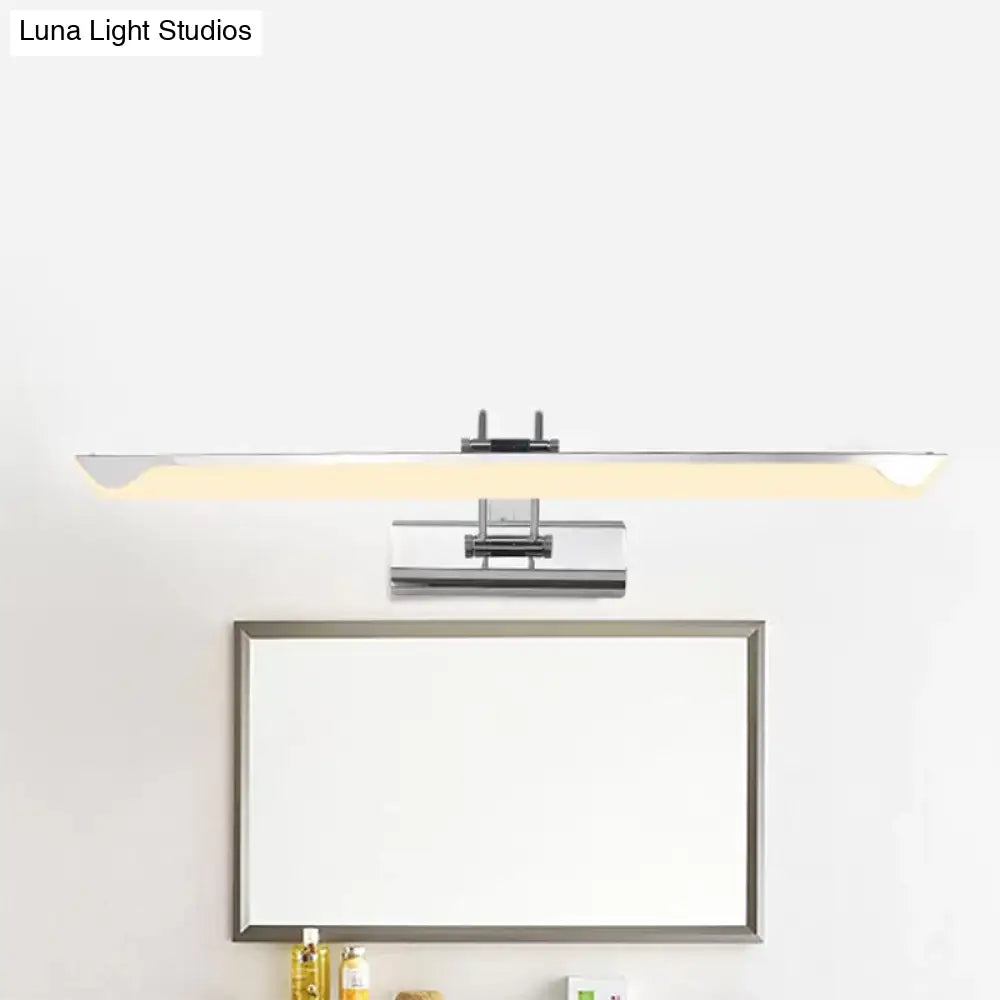 Ultra-Thin Led Nickel Wall Lamp For Bathroom - Simple Style Warm/White Light (17/23 Width)