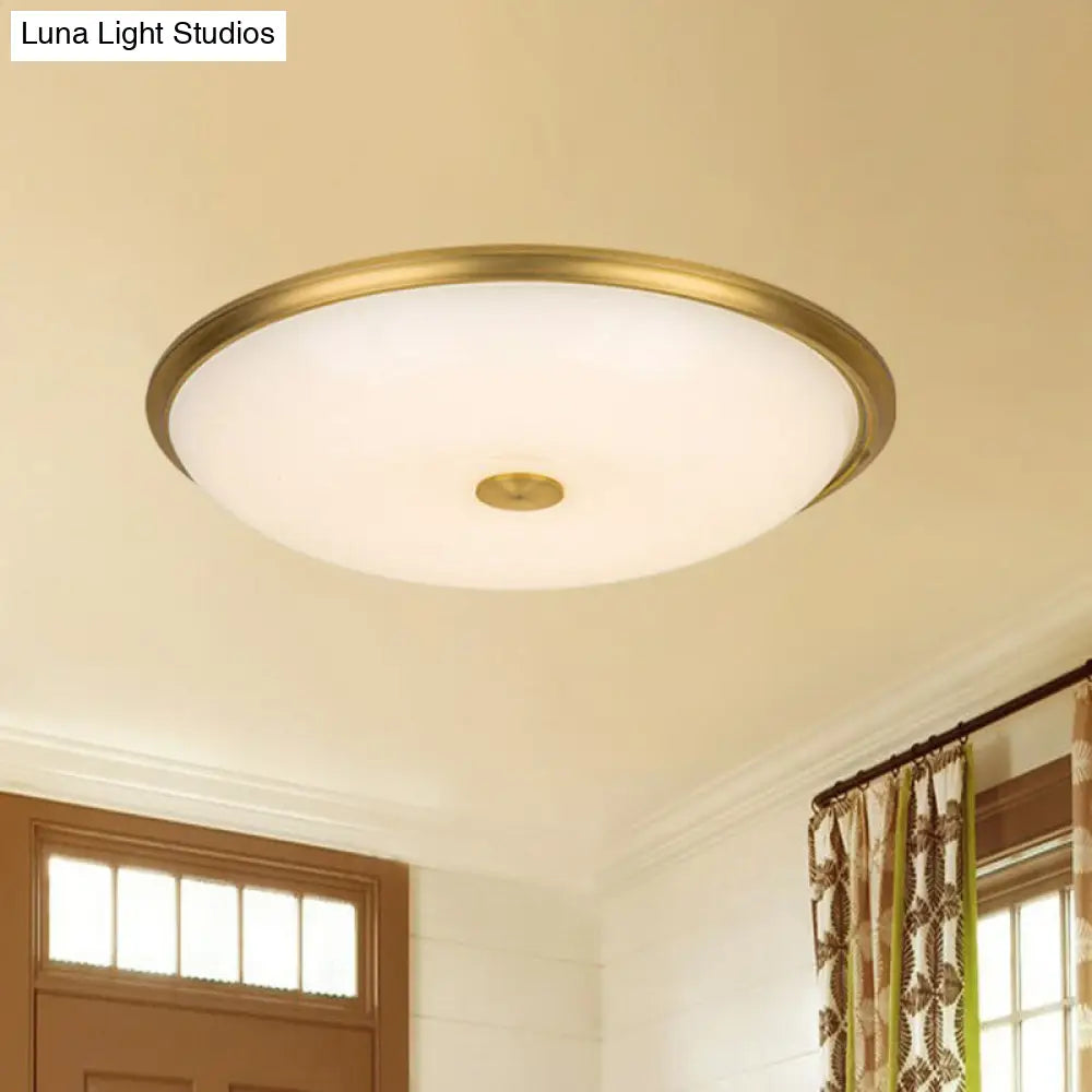 Ultra Thin Milky Glass Led Flush Ceiling Light Fixture For Rustic Bedrooms Gold / Small