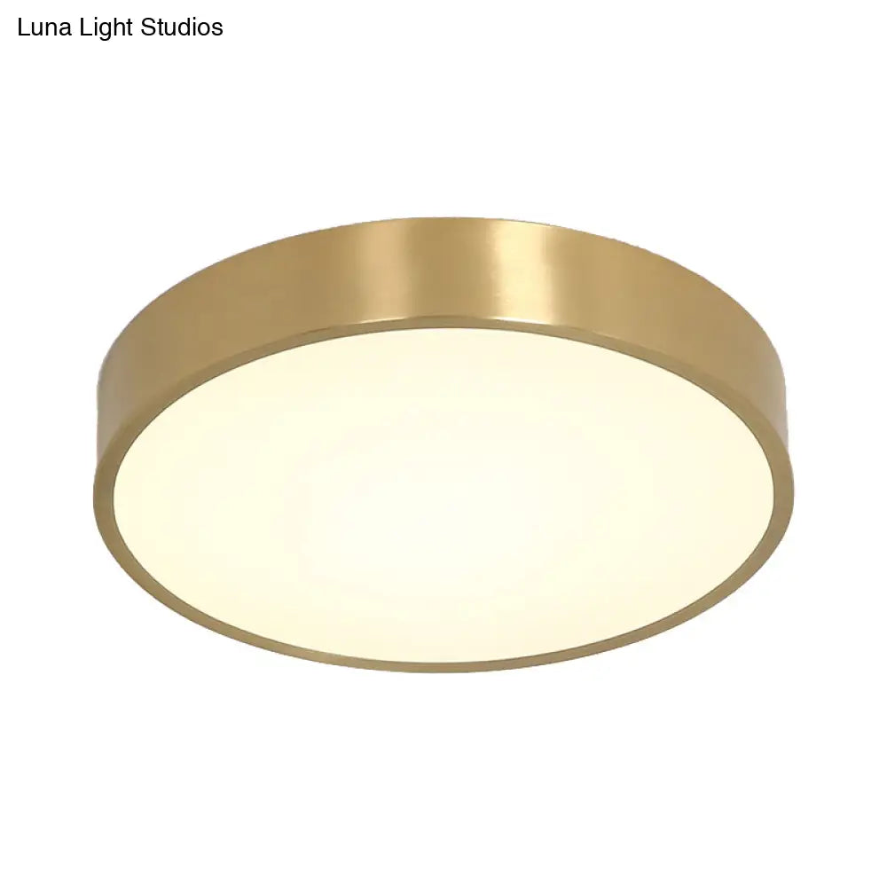 Ultra Thin Modern Brass Led Flush Mount Light 12’/16’/19.5’ Dia Acrylic Diffuser Warm/White