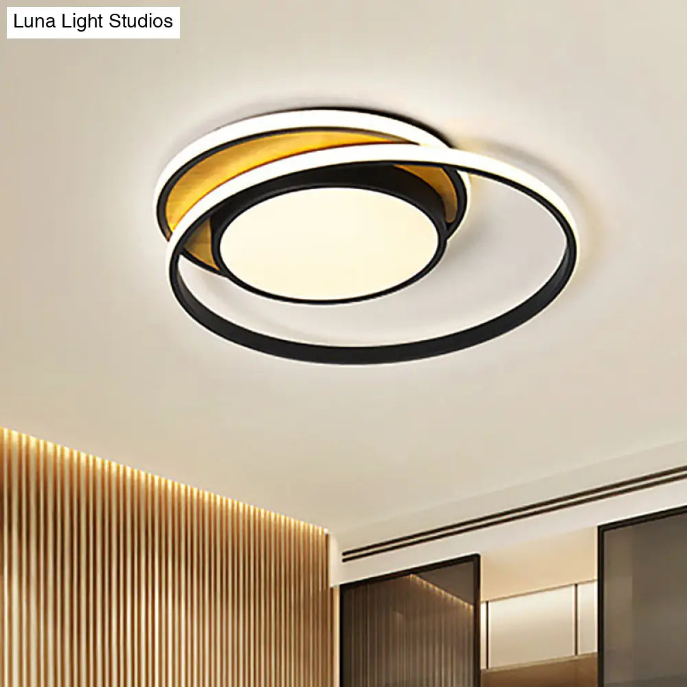 Ultra Thin Modern Metal Led Flush Ceiling Light In Black/White - White/Warm 18/21.5 Wide