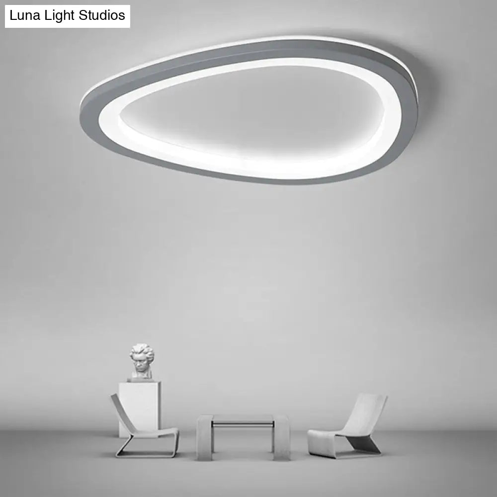 Ultra-Thin Nordic Acrylic Led Ceiling Light In Dark Grey Droplet Shape