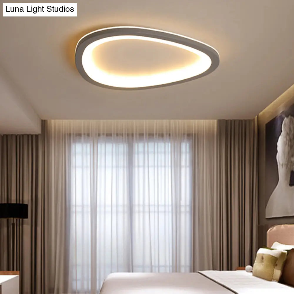 Ultra-Thin Nordic Acrylic Led Ceiling Light In Dark Grey Droplet Shape