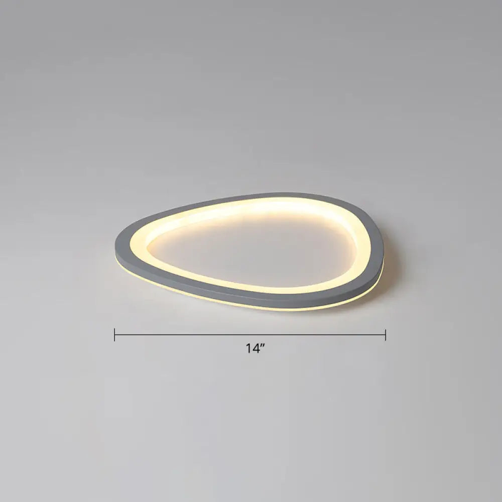 Ultra-Thin Nordic Acrylic Led Ceiling Light In Dark Grey Droplet Shape Gray / 14 Warm