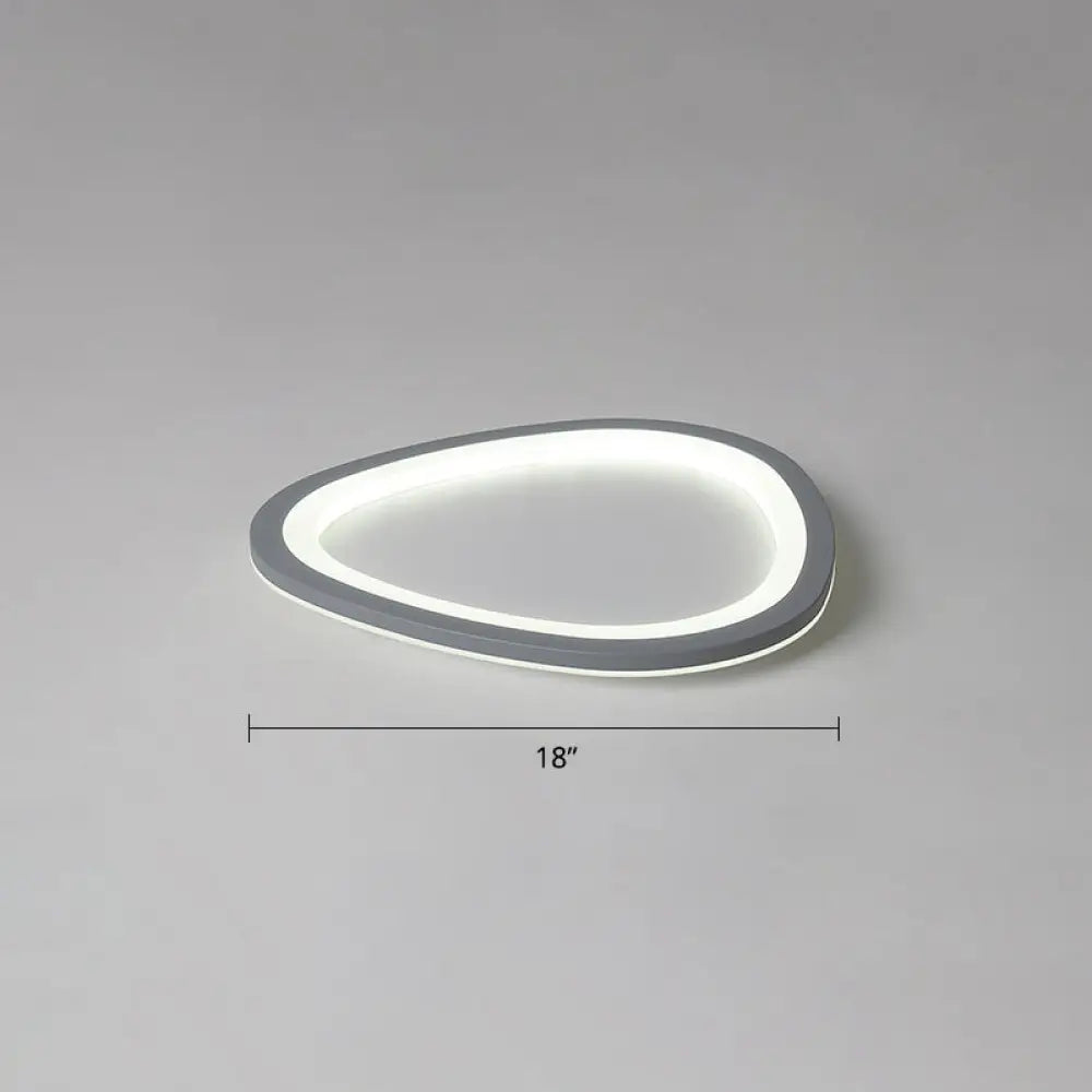 Ultra-Thin Nordic Acrylic Led Ceiling Light In Dark Grey Droplet Shape Gray / 18 White