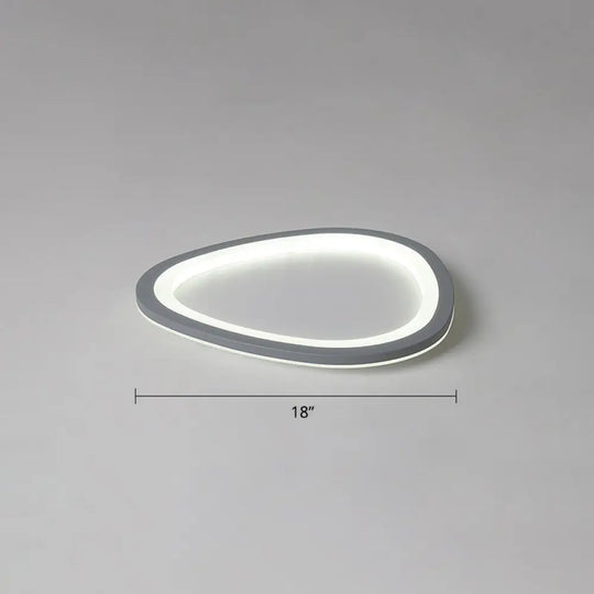 Ultra-Thin Nordic Acrylic Led Ceiling Light In Dark Grey Droplet Shape Gray / 18 White