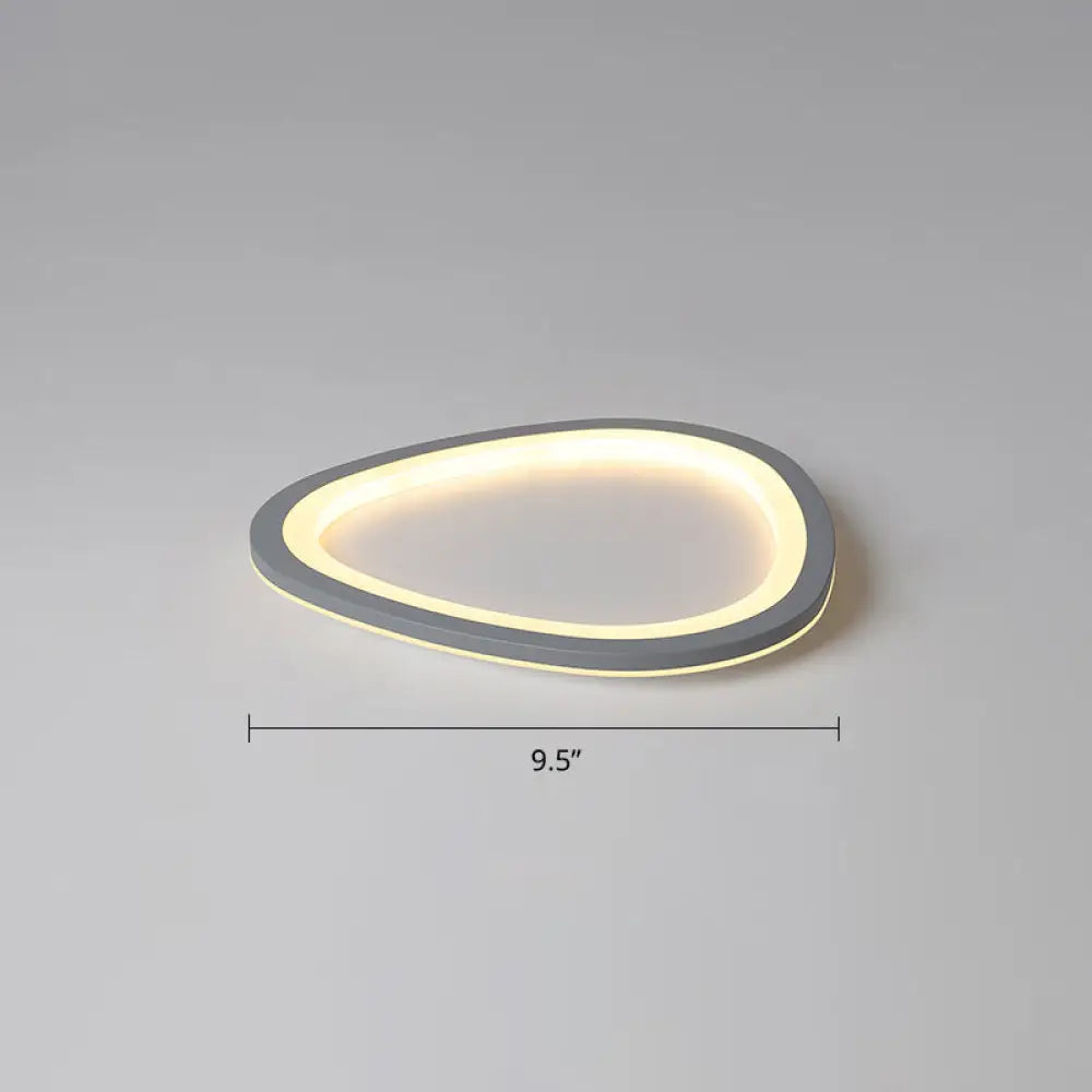 Ultra-Thin Nordic Acrylic Led Ceiling Light In Dark Grey Droplet Shape Gray / 9.5 Warm