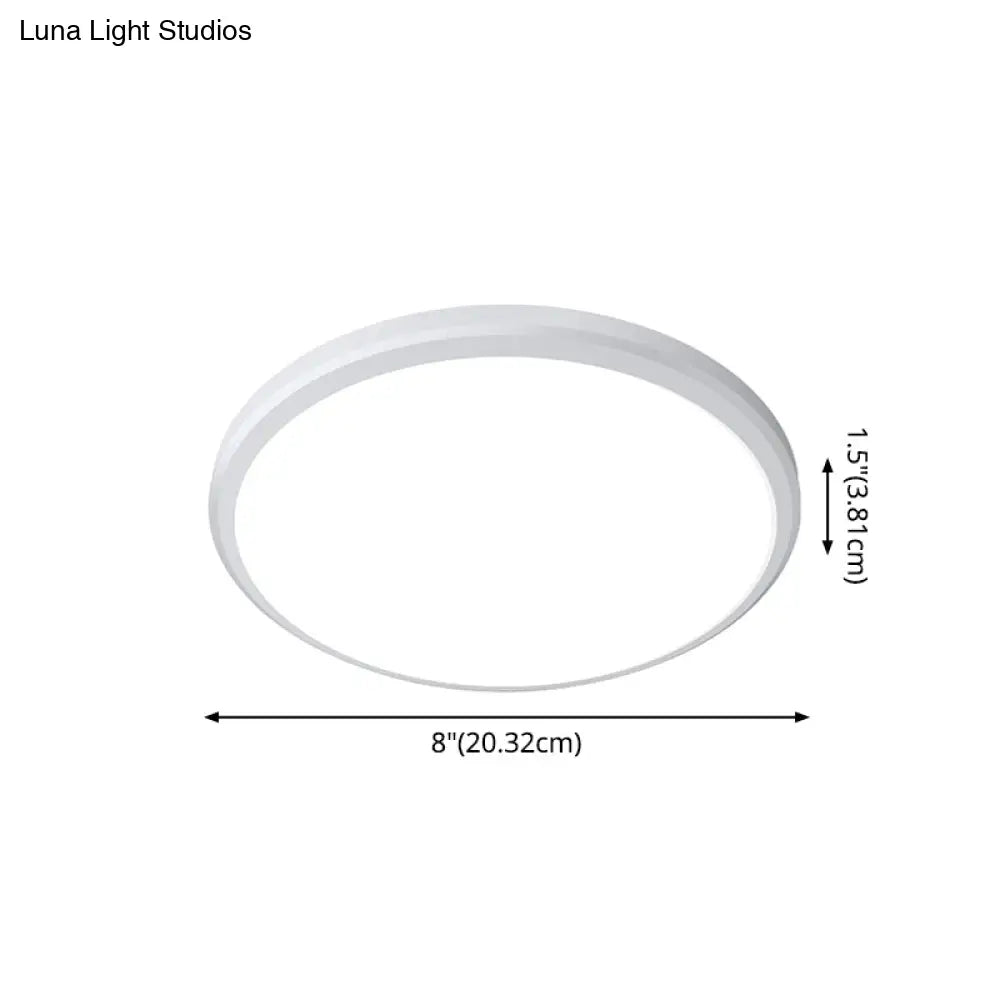 Ultra-Thin Round Led Ceiling Light For Kitchen - Simple White Design With Acrylic Flush Mount