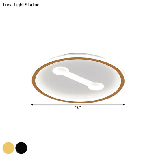 Ultra-Thin Round Metallic Flush Light Nordic Black/Gold Led Mount Fixture Warm/White 16/19.5 Dia