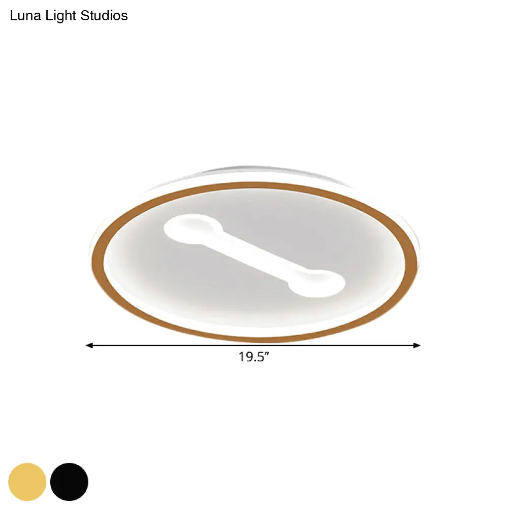 Ultra - Thin Round Metallic Flush Light Nordic Black/Gold Led Mount Fixture Warm/White 16’/19.5’ Dia