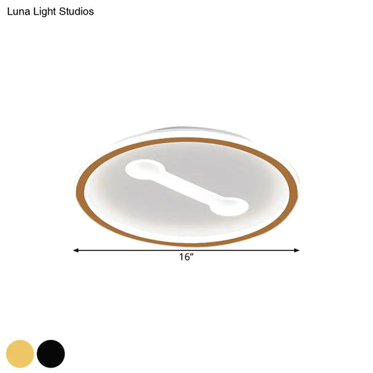 Ultra - Thin Round Metallic Flush Light Nordic Black/Gold Led Mount Fixture Warm/White 16’/19.5’ Dia