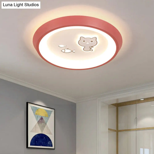 Ultrathin Ceiling Flush Light For Kids Bedroom - Acrylic Led Lamp In White With Cute Cartoon Design