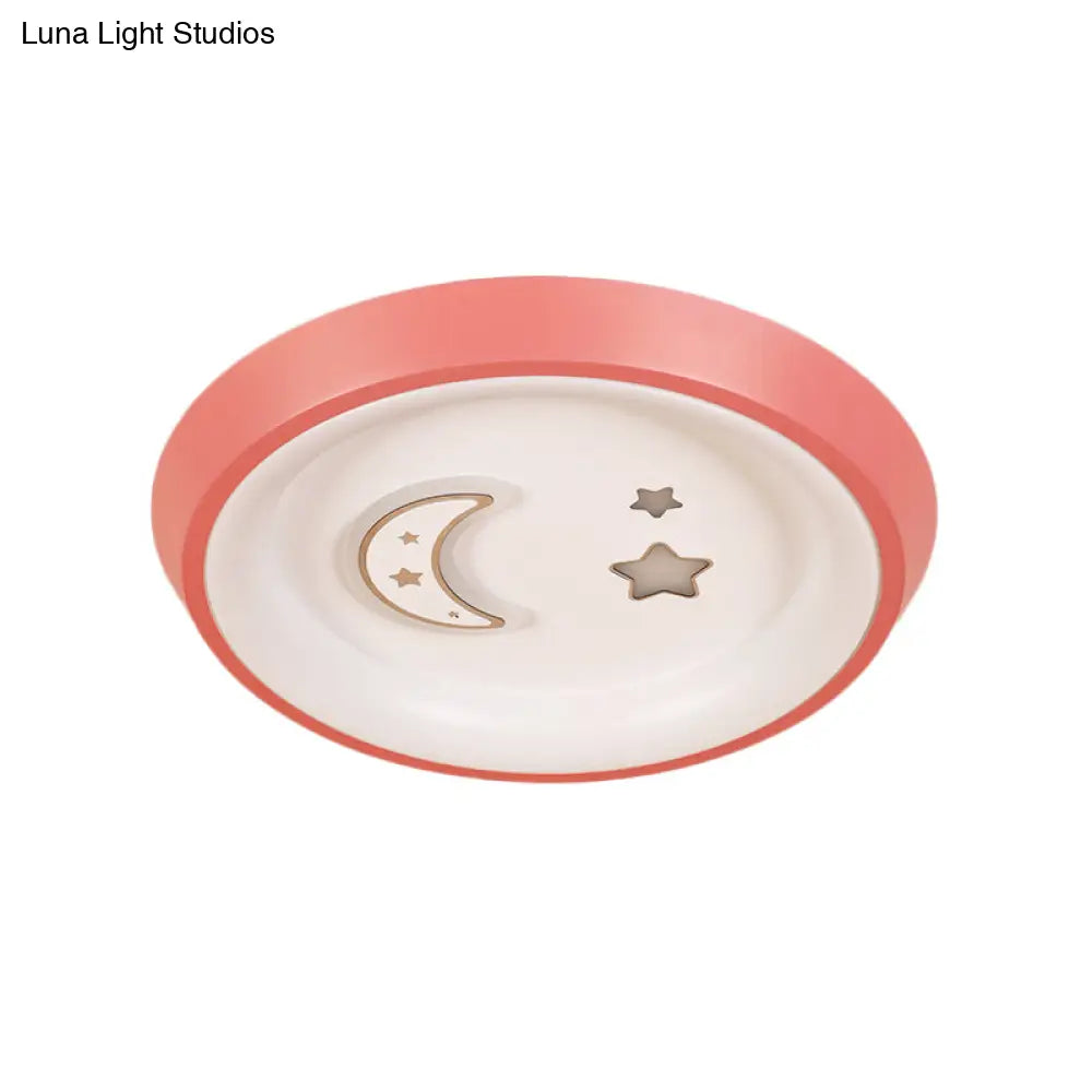 Ultrathin Ceiling Flush Light For Kids Bedroom - Acrylic Led Lamp In White With Cute Cartoon Design