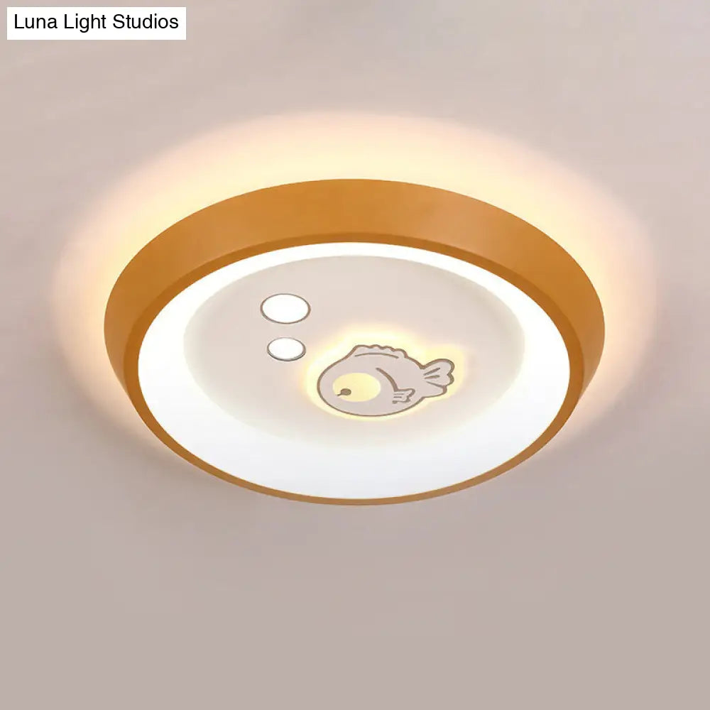 Ultrathin Ceiling Flush Light For Kids Bedroom - Acrylic Led Lamp In White With Cute Cartoon Design