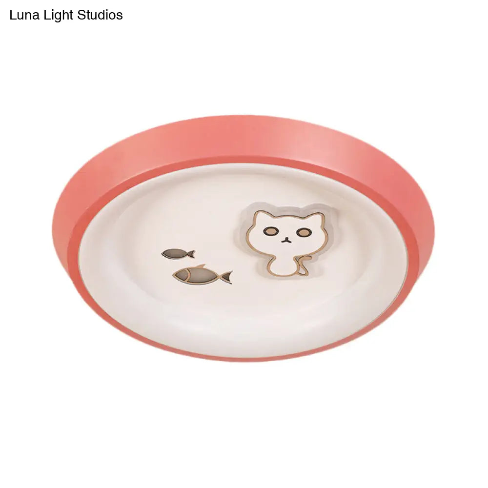 Ultrathin Ceiling Flush Light For Kids Bedroom - Acrylic Led Lamp In White With Cute Cartoon Design