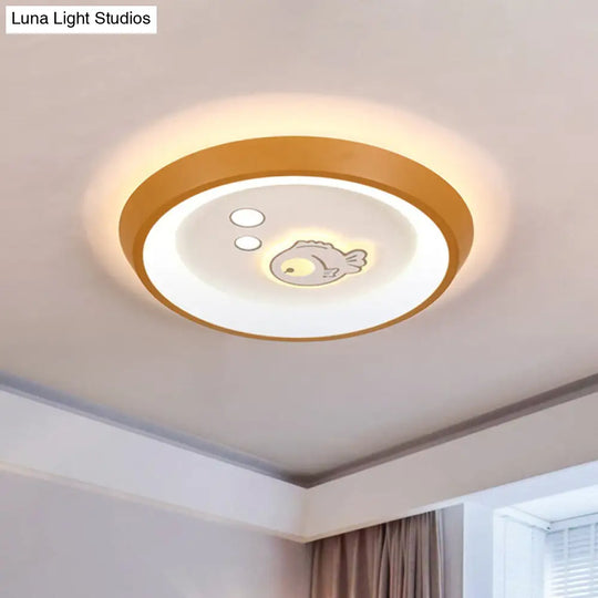 Ultrathin Ceiling Flush Light For Kids Bedroom - Acrylic Led Lamp In White With Cute Cartoon Design