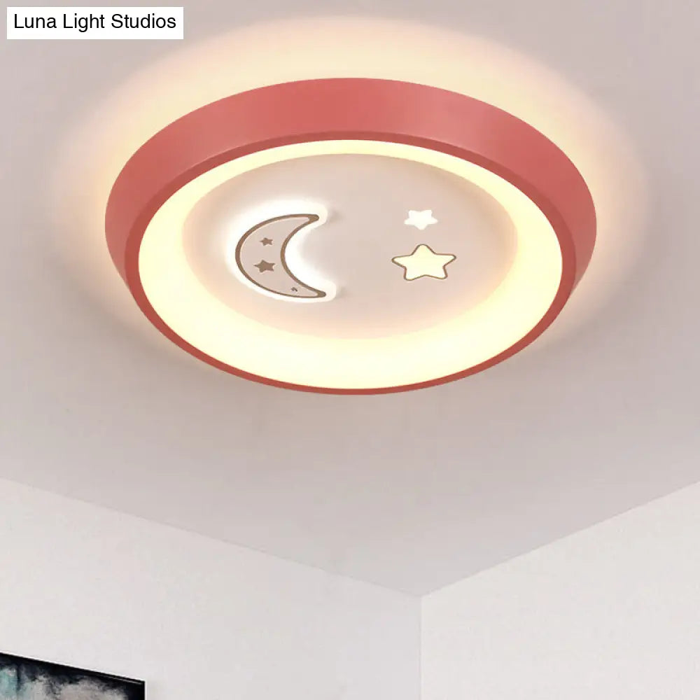 Ultrathin Ceiling Flush Light For Kids Bedroom - Acrylic Led Lamp In White With Cute Cartoon Design