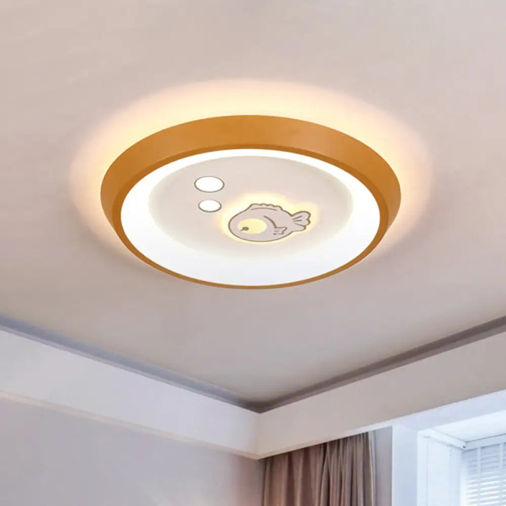 Ultrathin Ceiling Flush Light For Kids Bedroom - Acrylic Led Lamp In White With Cute Cartoon Design