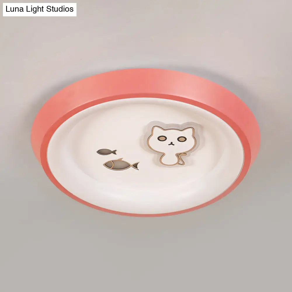 Ultrathin Ceiling Flush Light For Kids Bedroom - Acrylic Led Lamp In White With Cute Cartoon Design