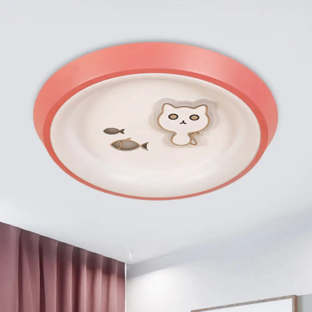 Ultrathin Ceiling Flush Light For Kids Bedroom - Acrylic Led Lamp In White With Cute Cartoon Design