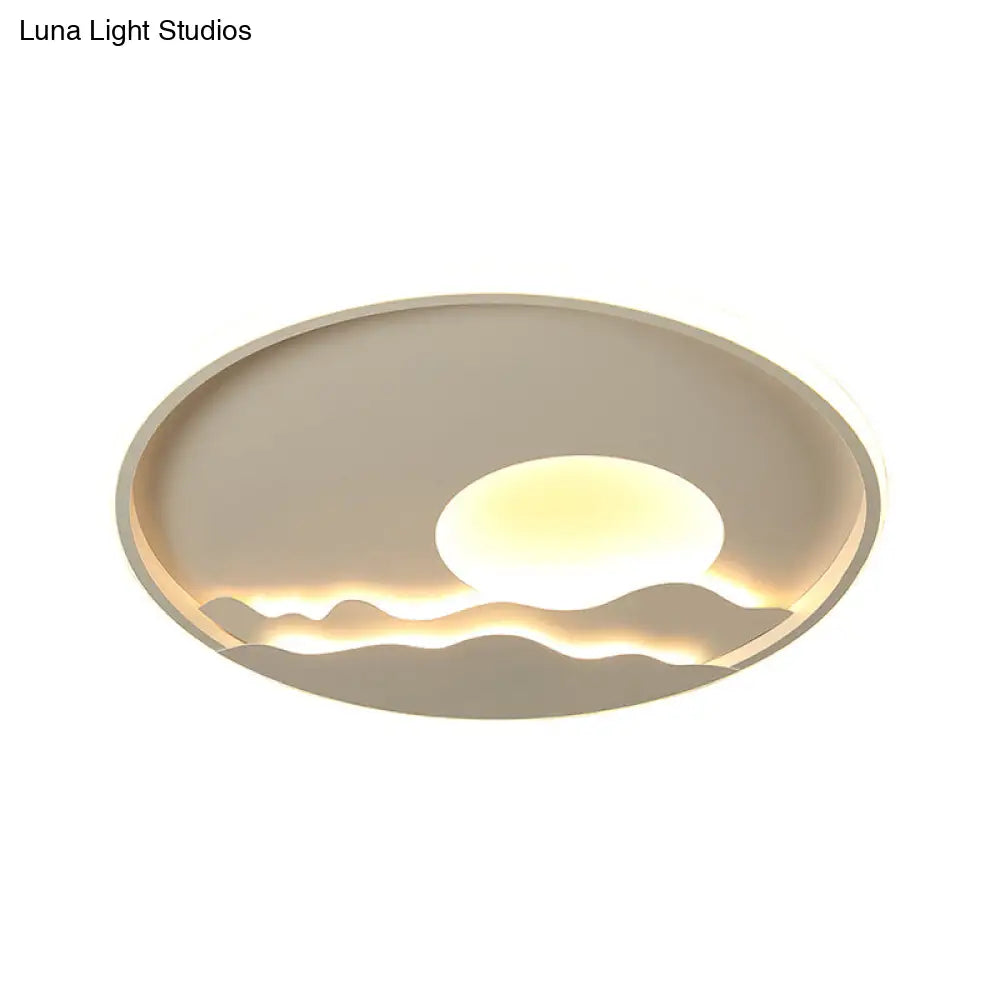 Ultrathin Circle Acrylic Flush Light - Modern Led White Ceiling Lamp | 16/19.5/23.5 Sunrise Pattern
