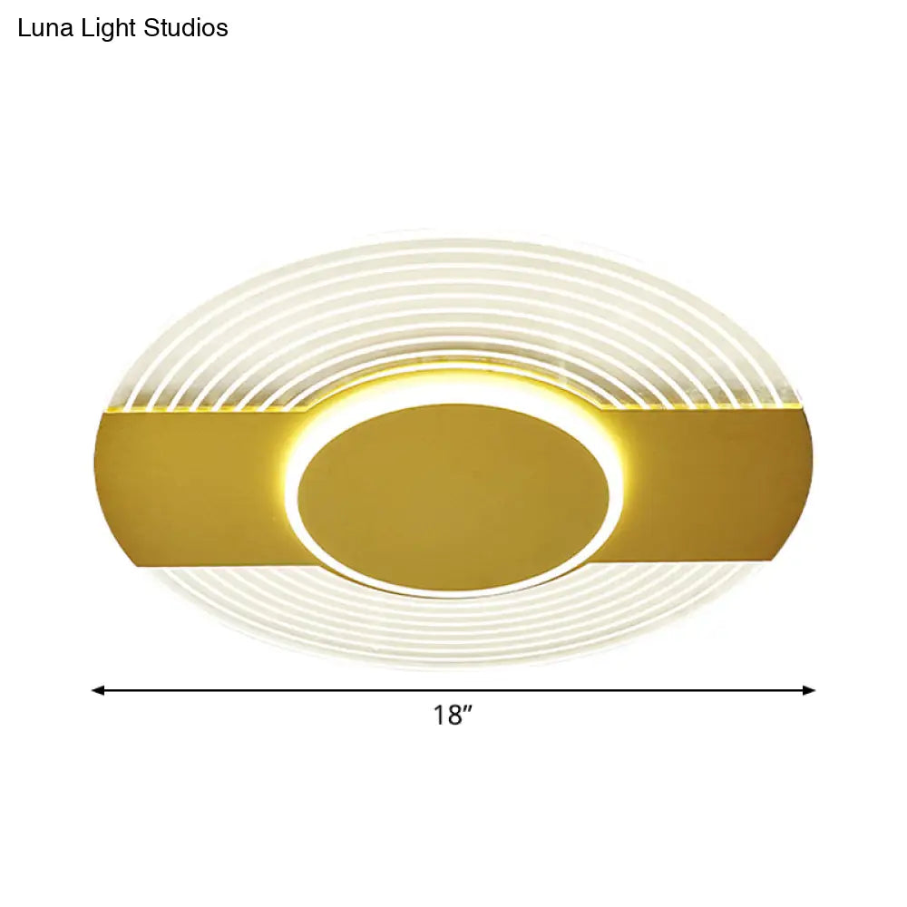 Ultrathin Disc Led Flushmount Lighting In Acrylic Gold - Warm/White Light