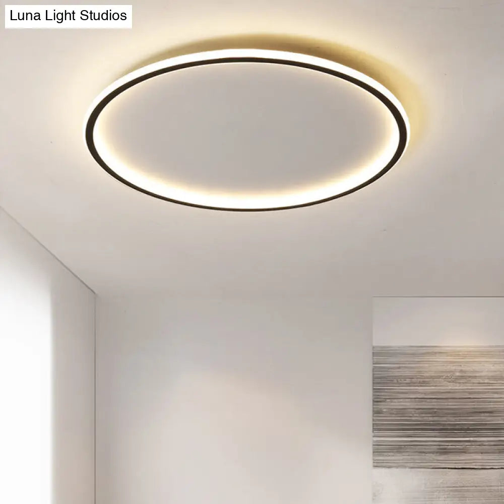 Ultrathin Flush Mount Led Ceiling Lamp In Black - Simple Acrylic Design For Living Room 16/19.5/23.5