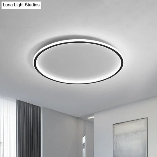 Ultrathin Flush Mount Led Ceiling Lamp In Black - Simple Acrylic Design For Living Room