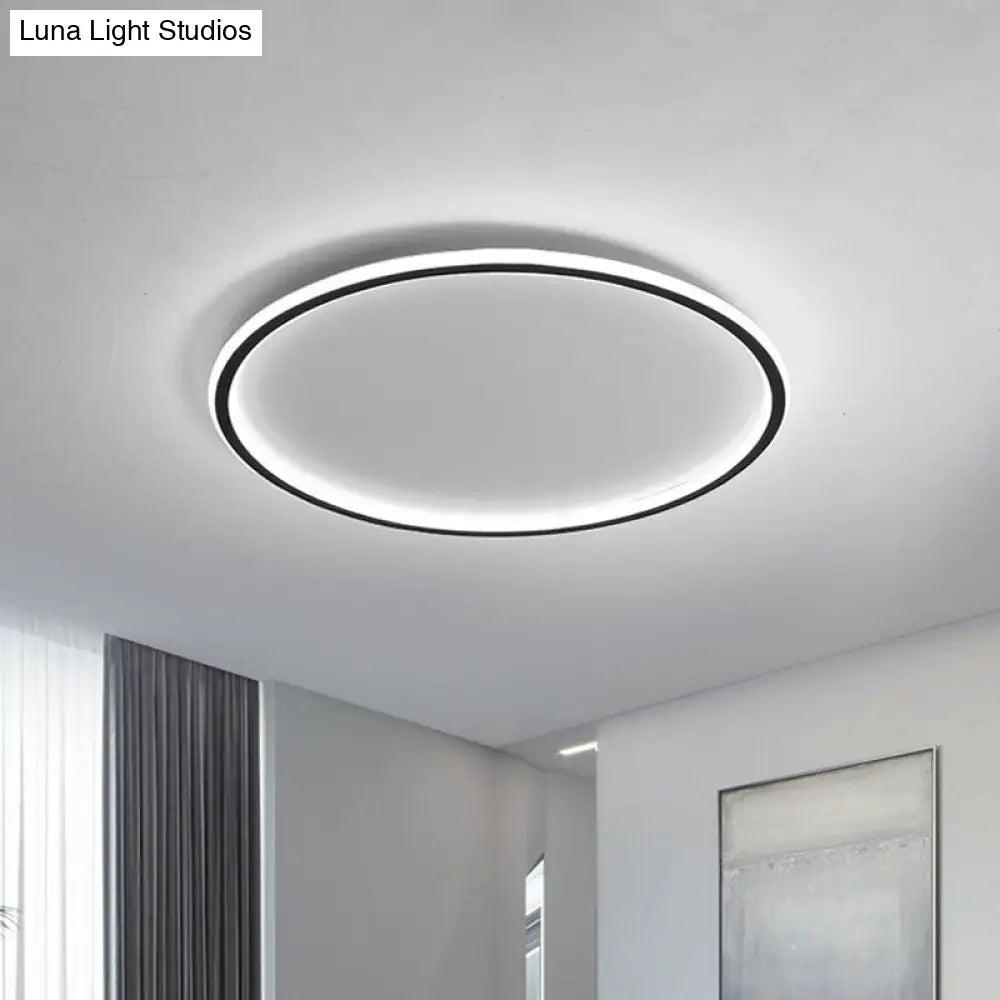 Ultrathin Flush Mount Led Ceiling Lamp In Black - Simple Acrylic Design For Living Room 16/19.5/23.5