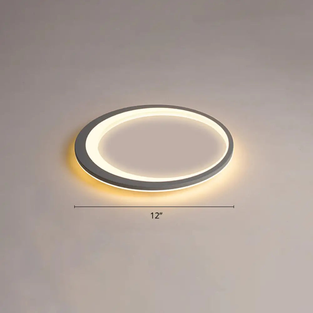 Ultrathin Flush Mount Led Ceiling Light Fixture - Nordic Style (Grey-White) Gray-White / 12 Warm