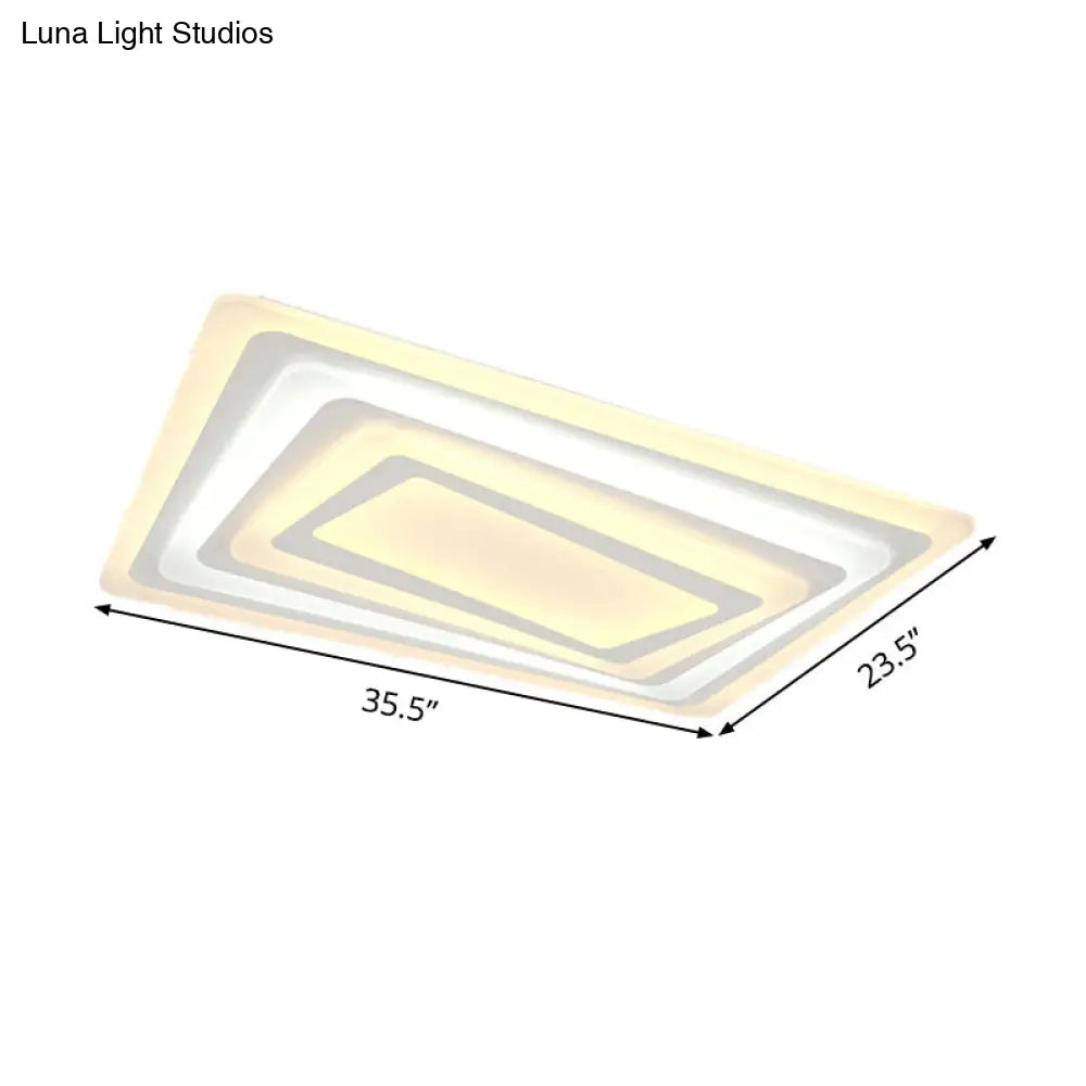 Ultrathin Led Ceiling Light: Modern Style Acrylic Shade White Spiral Rectangle Flushmount In