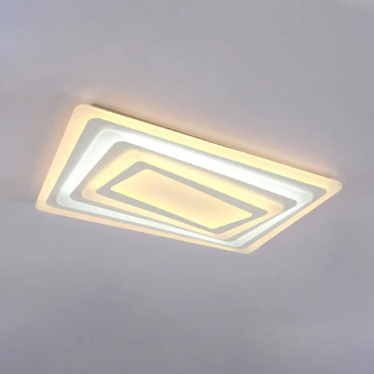 Ultrathin Led Ceiling Light: Modern Style Acrylic Shade White Spiral Rectangle Flushmount In