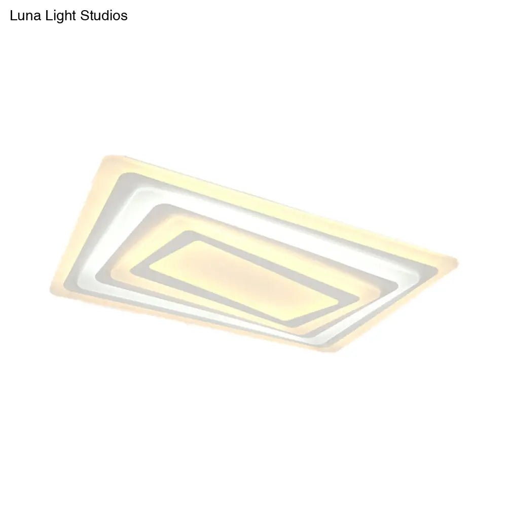 Ultrathin Led Ceiling Light: Modern Style Acrylic Shade White Spiral Rectangle Flushmount In