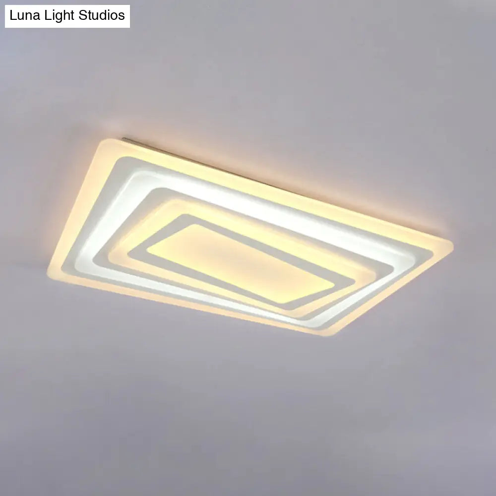 Ultrathin Led Ceiling Light: Modern Style Acrylic Shade White Spiral Rectangle Flushmount In