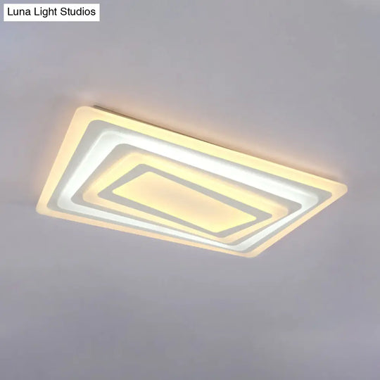 Ultrathin Led Ceiling Light: Modern Style Acrylic Shade White Spiral Rectangle Flushmount In