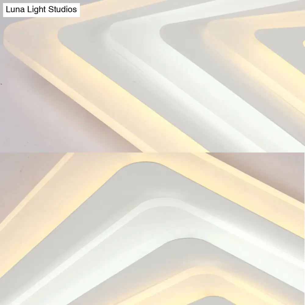 Ultrathin Led Ceiling Light: Modern Style Acrylic Shade White Spiral Rectangle Flushmount In