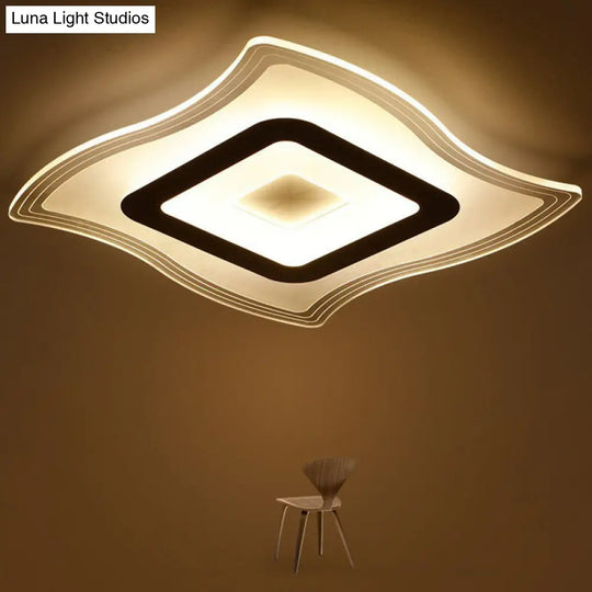 Ultrathin Led Flush Mount Ceiling Light With Clear Acrylic Simplicity / 16.5 Warm