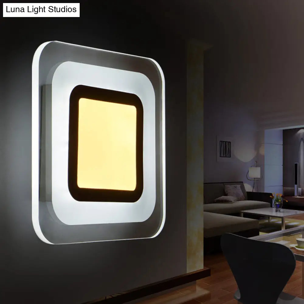 Ultrathin Led Wall Sconce: Stylish Square Acrylic Lamp For Living Room In Warm/White Light