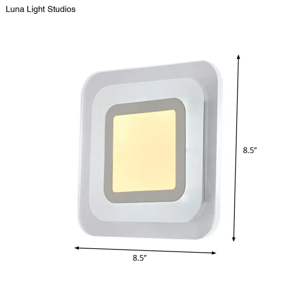 Ultrathin Led Wall Sconce: Stylish Square Acrylic Lamp For Living Room In Warm/White Light