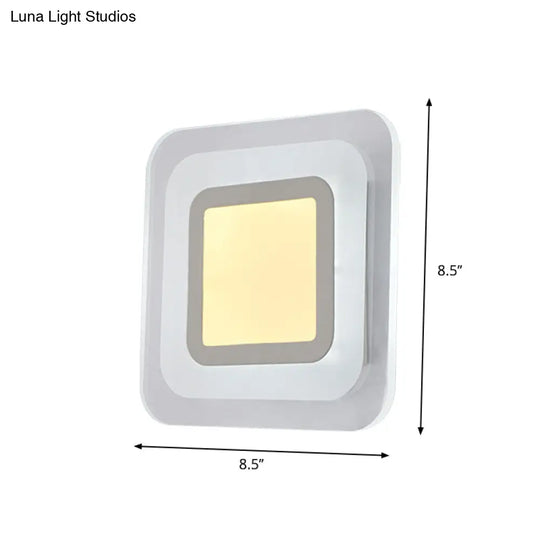 Ultrathin Led Wall Sconce: Stylish Square Acrylic Lamp For Living Room In Warm/White Light