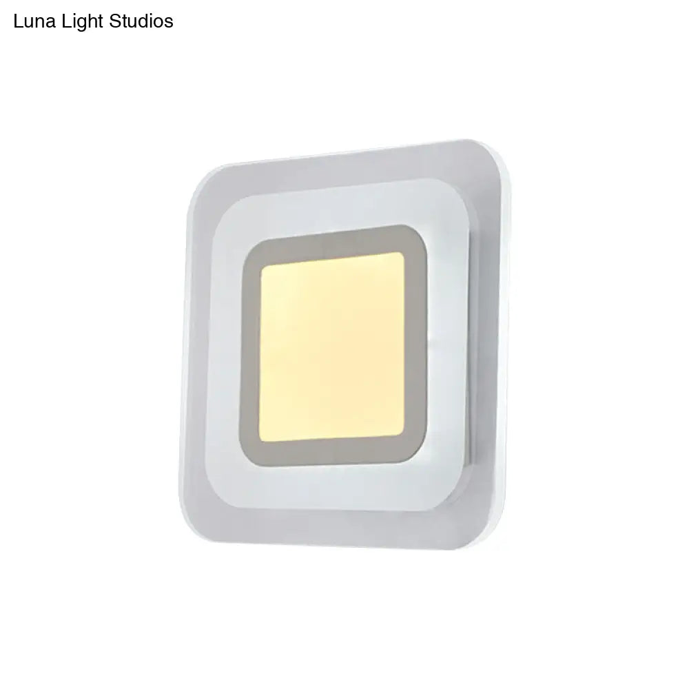 Ultrathin Led Wall Sconce: Stylish Square Acrylic Lamp For Living Room In Warm/White Light