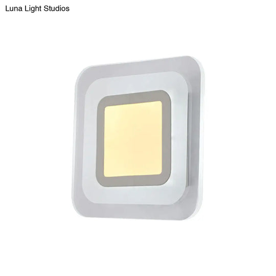 Ultrathin Led Wall Sconce: Stylish Square Acrylic Lamp For Living Room In Warm/White Light