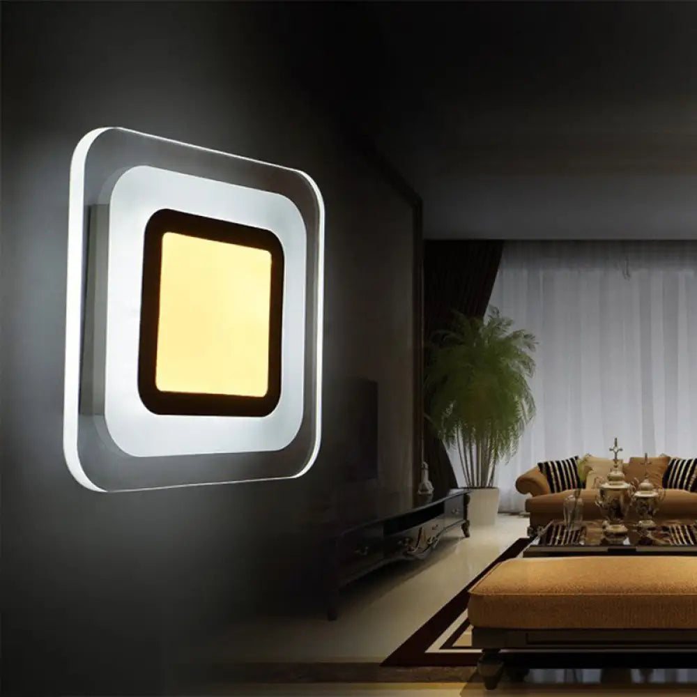 Ultrathin Led Wall Sconce: Stylish Square Acrylic Lamp For Living Room In Warm/White Light White /